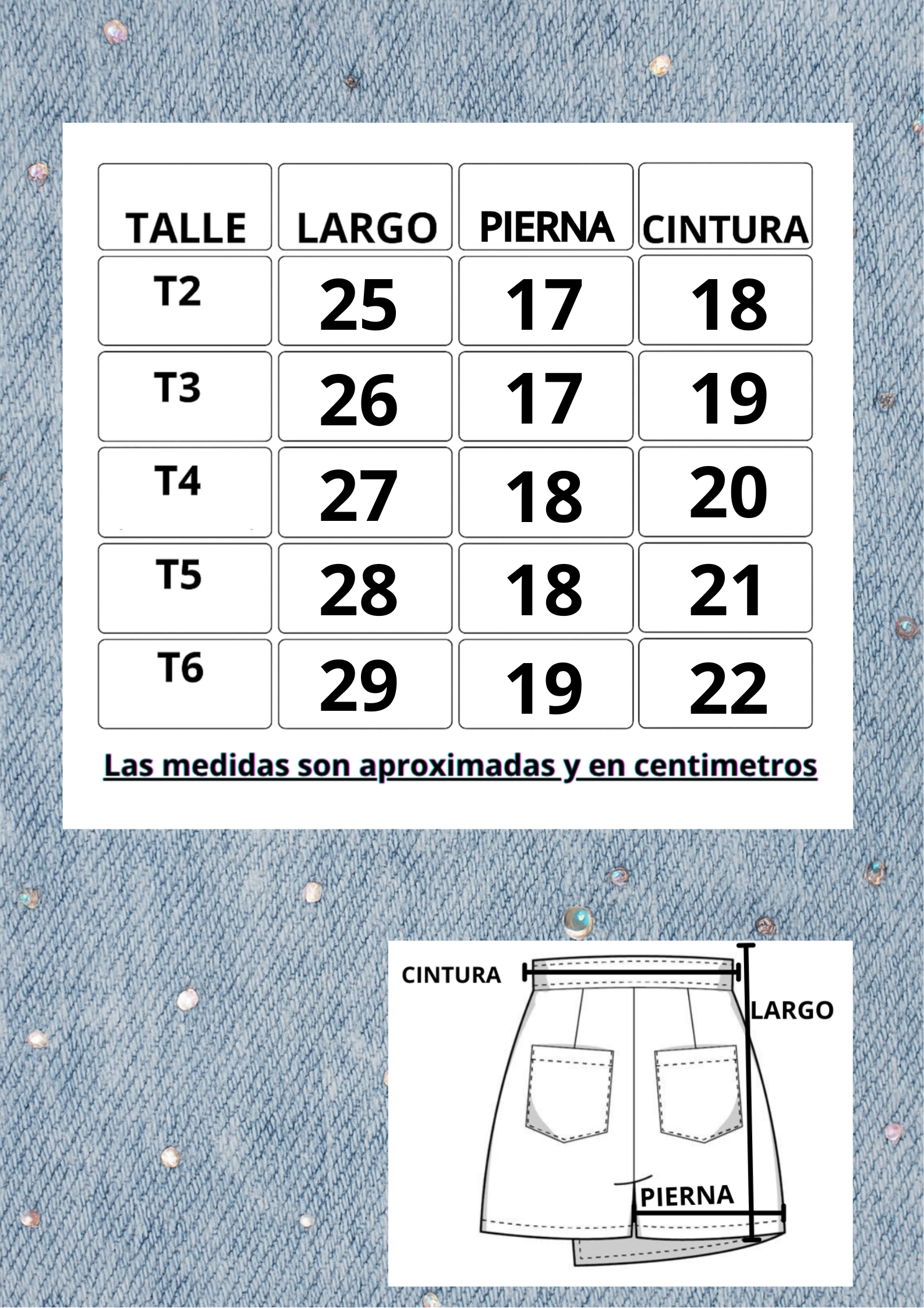 Short Pollera Denim Con Brillos - Image 4