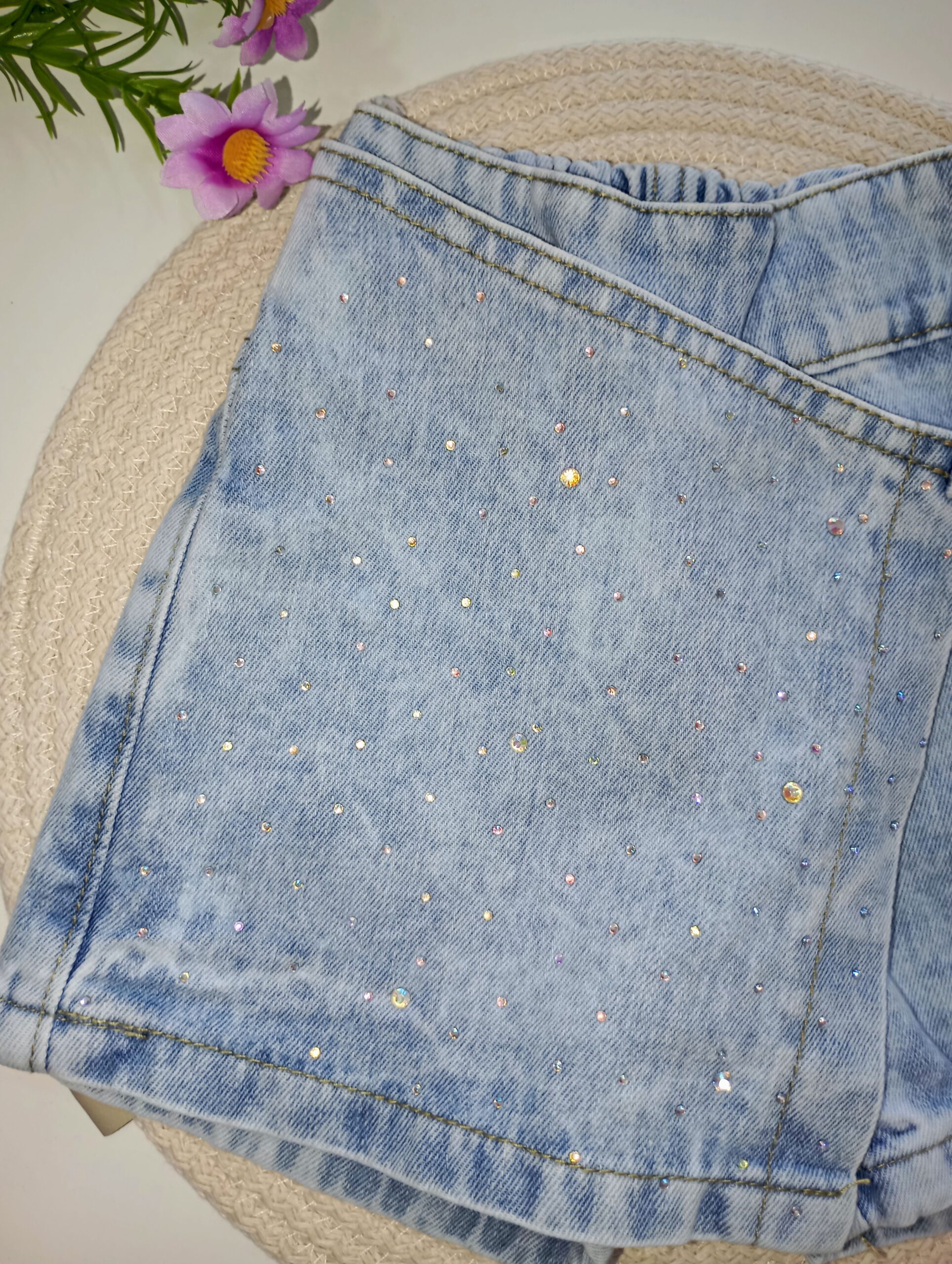 Short Pollera Denim Con Brillos - Image 3