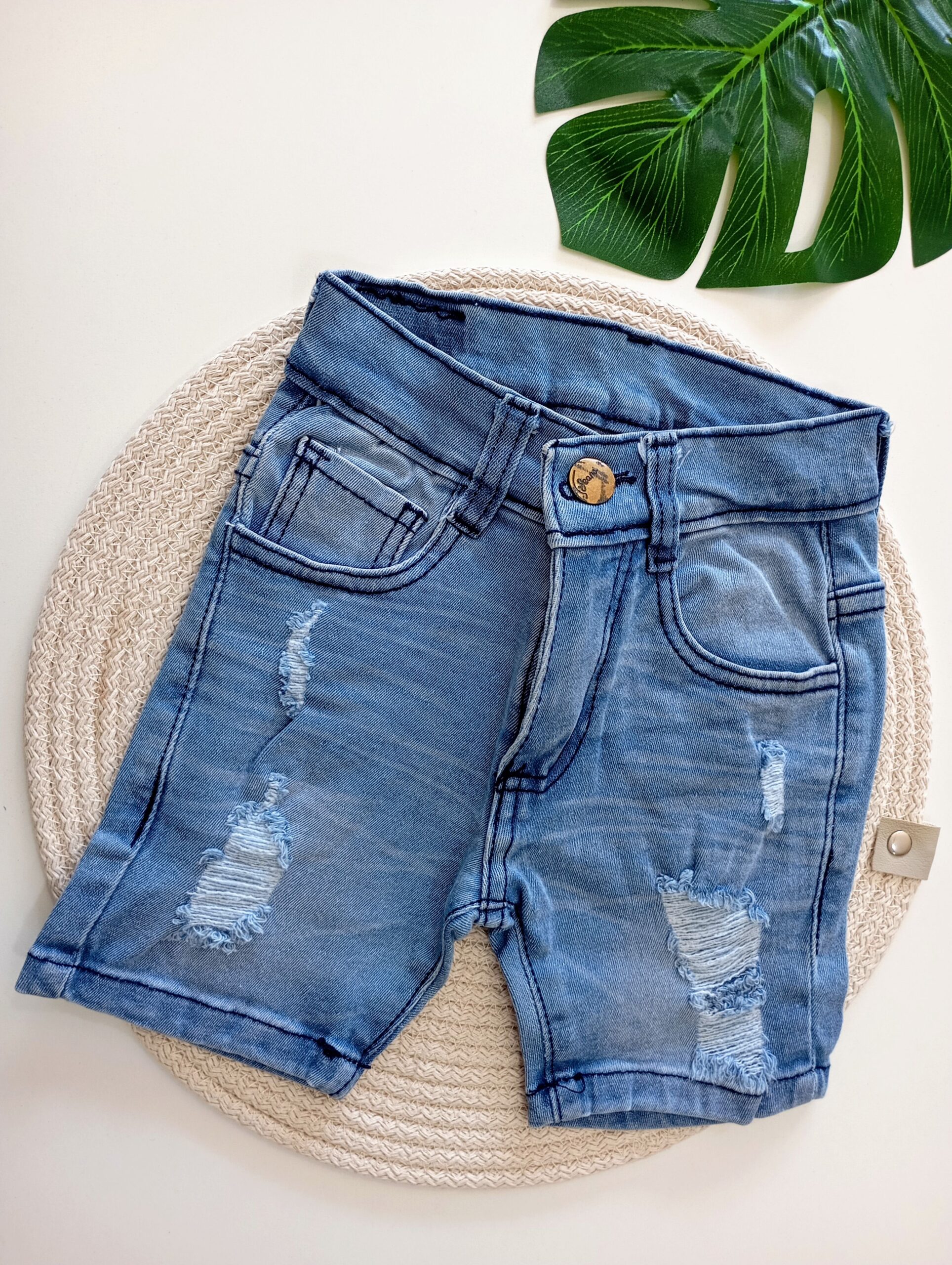 Bermuda Jeans Desgaste Celeste