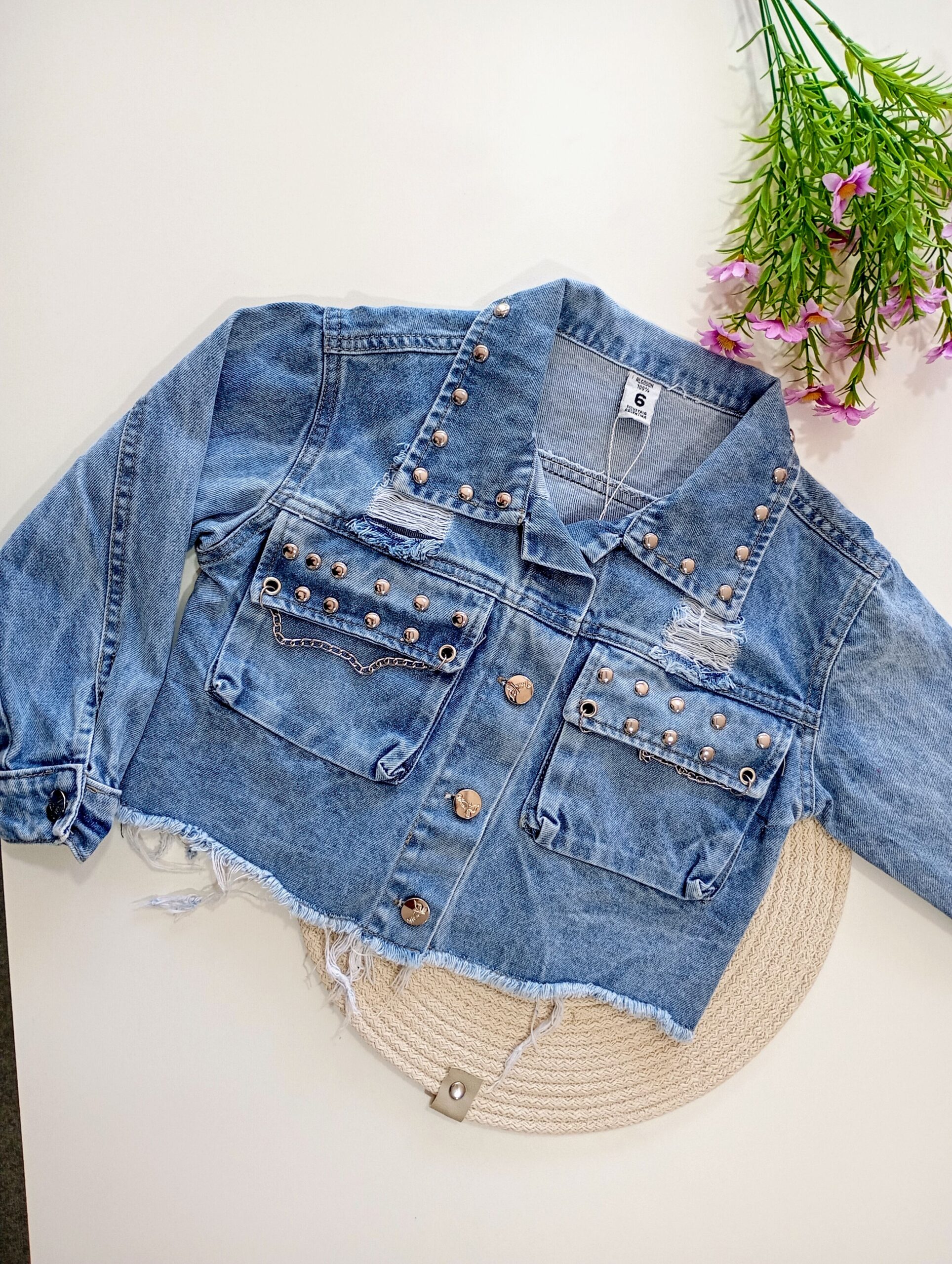 Campera Denim Tachas